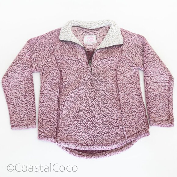 Cozy Sherpa Pink Quarter Zip Pullover Small Vegan Fleece Soft Warm Plush Jacket - Picture 5 of 15